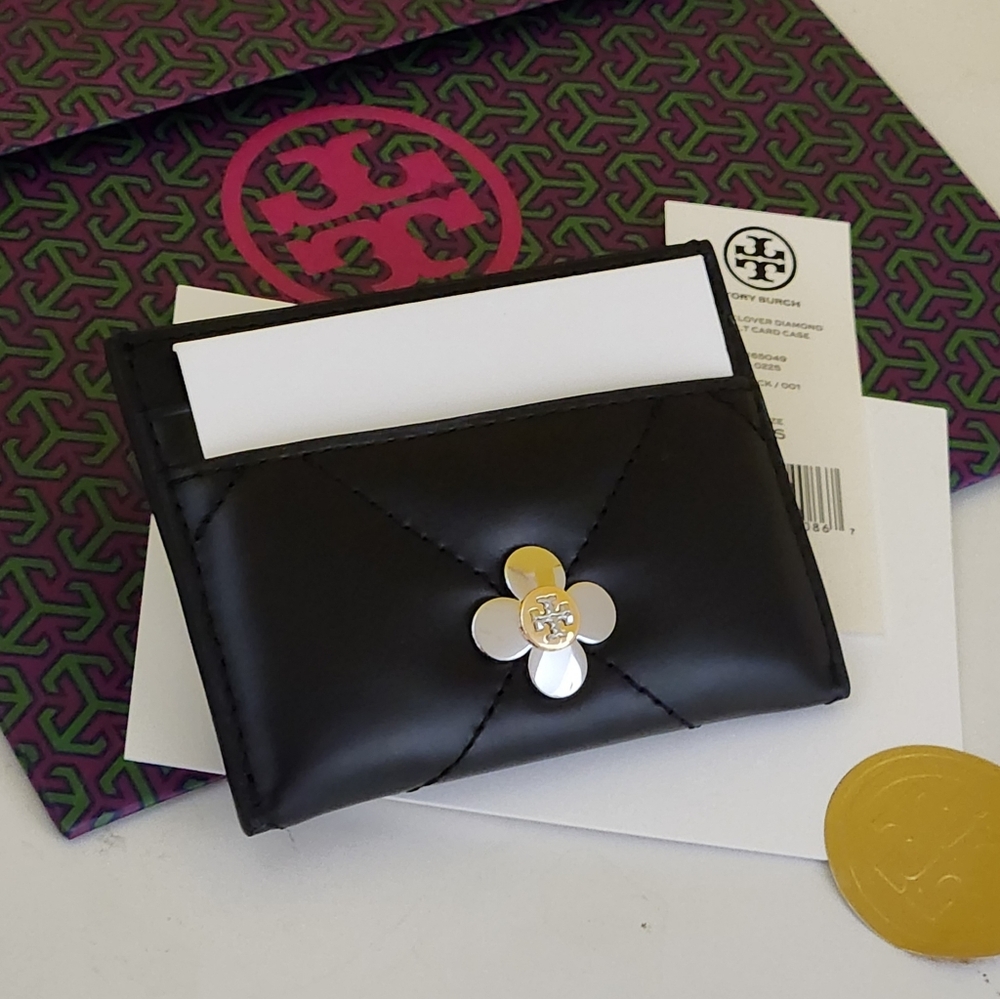 TORY BURCH KIRA DIAMOND QUILT CLOVER CARD CASE